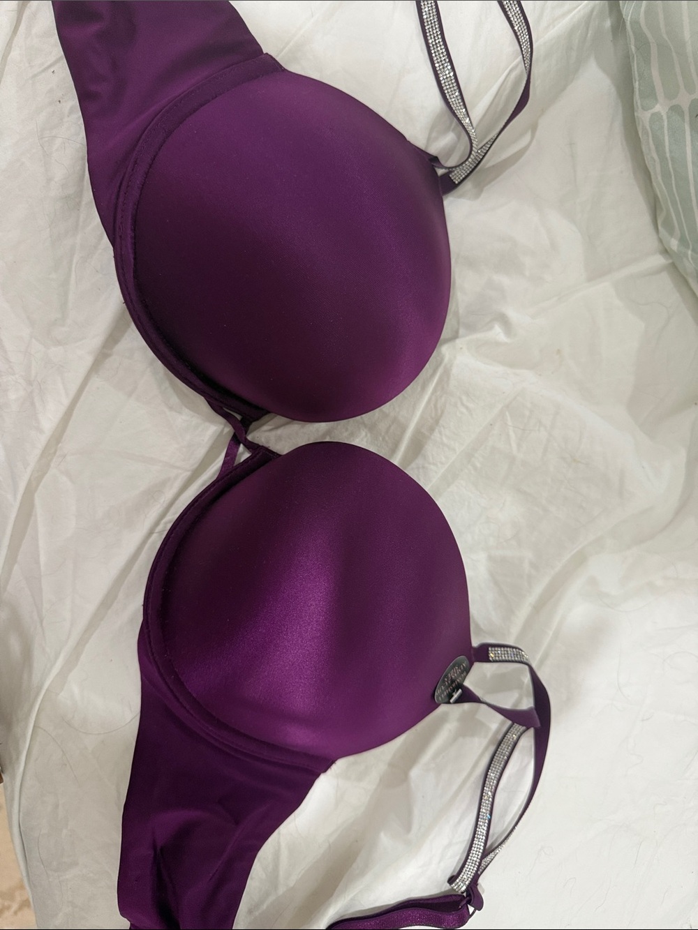 Victoria's Secret Brand new Purple Satin Moulded Push-Up Bra adds a size